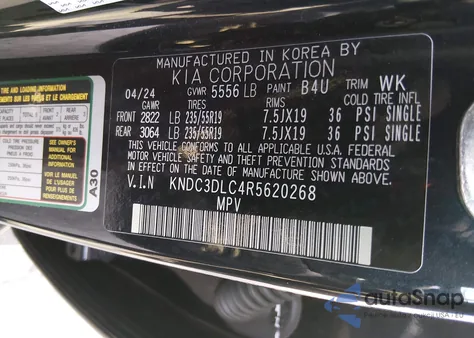 2024 Kia Ev6 Wind z USA, uszkodzony, nr VIN KNDC3DLC4R5620268